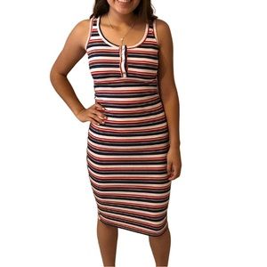 Women’s Knee Length Striped Sleeveless Dress